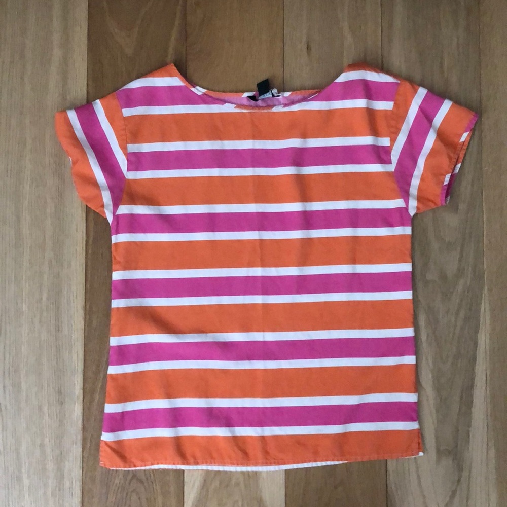 J. Crew silk orange and pink blouse